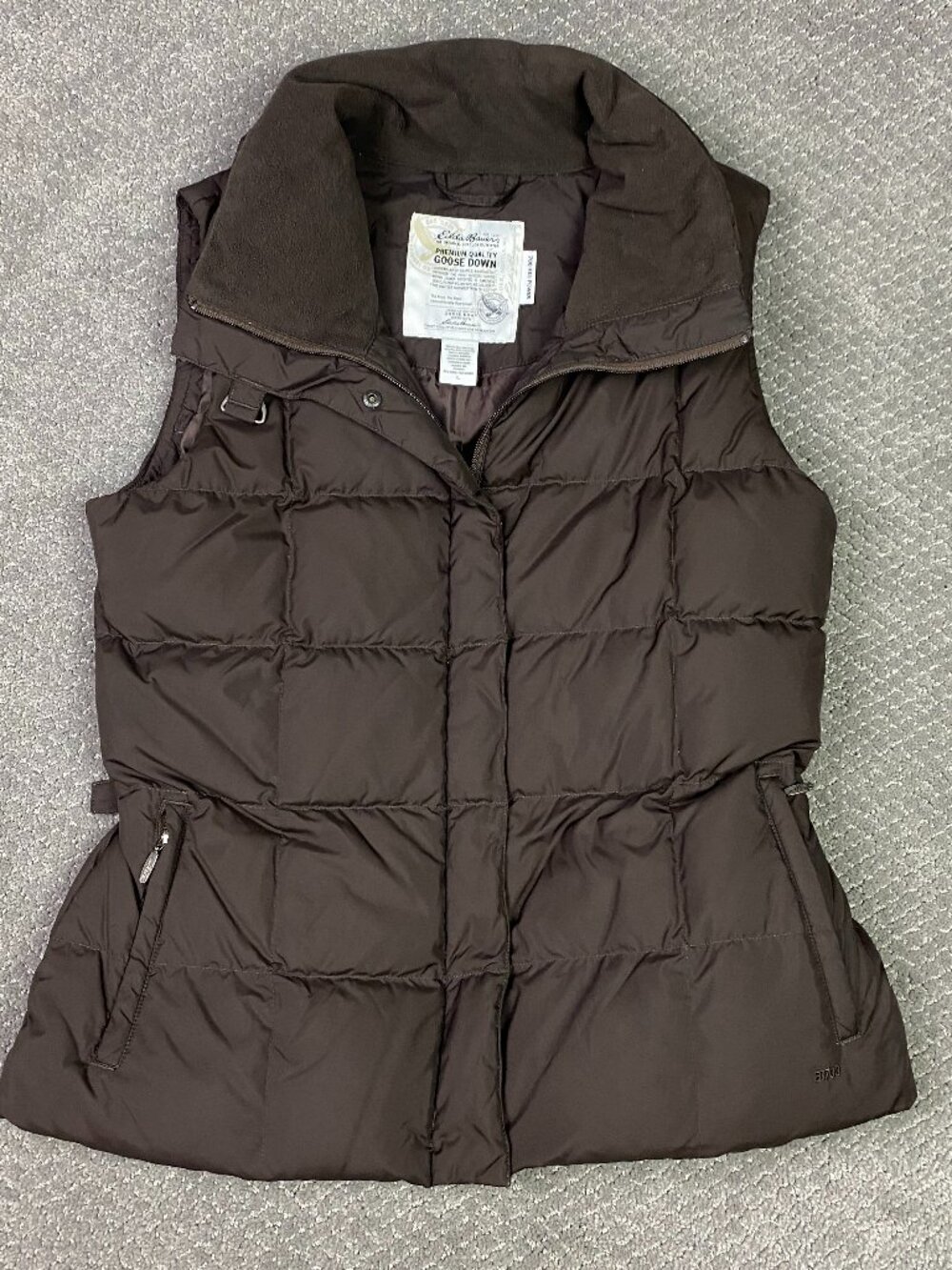 Eddie Bauer Premium Quality Goose Down Vest Womens Large Brown EB700 700 Fill